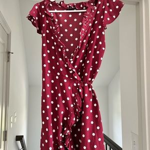 Polka dot wrap mini dress